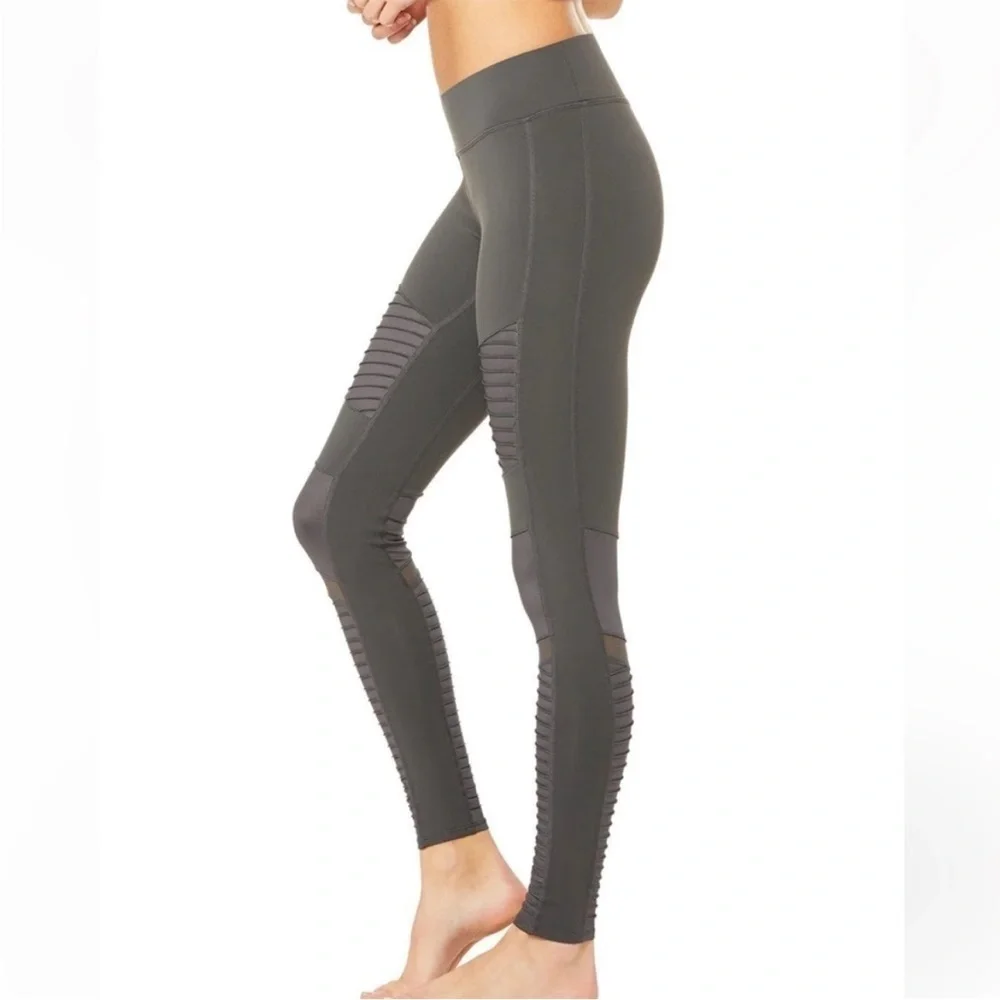 Alo High Waist Moto Sport Leggings with Mesh Panels